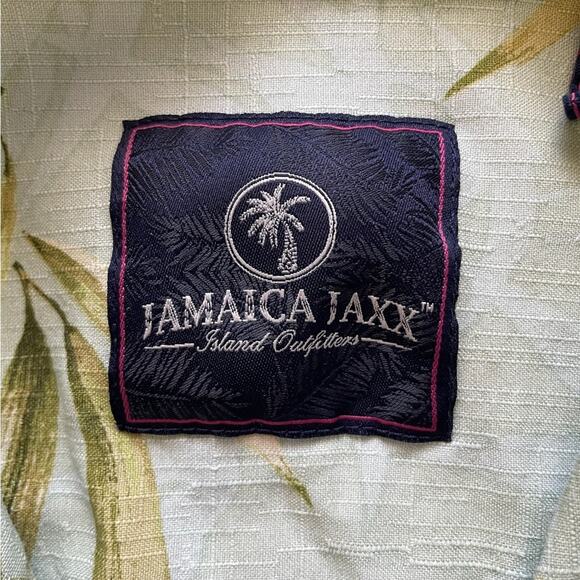 Jamaica Jaxx Island Outfitters Men’s  100% Silk Green Hawaiian Shirt Size XL - Picture 2 of 7